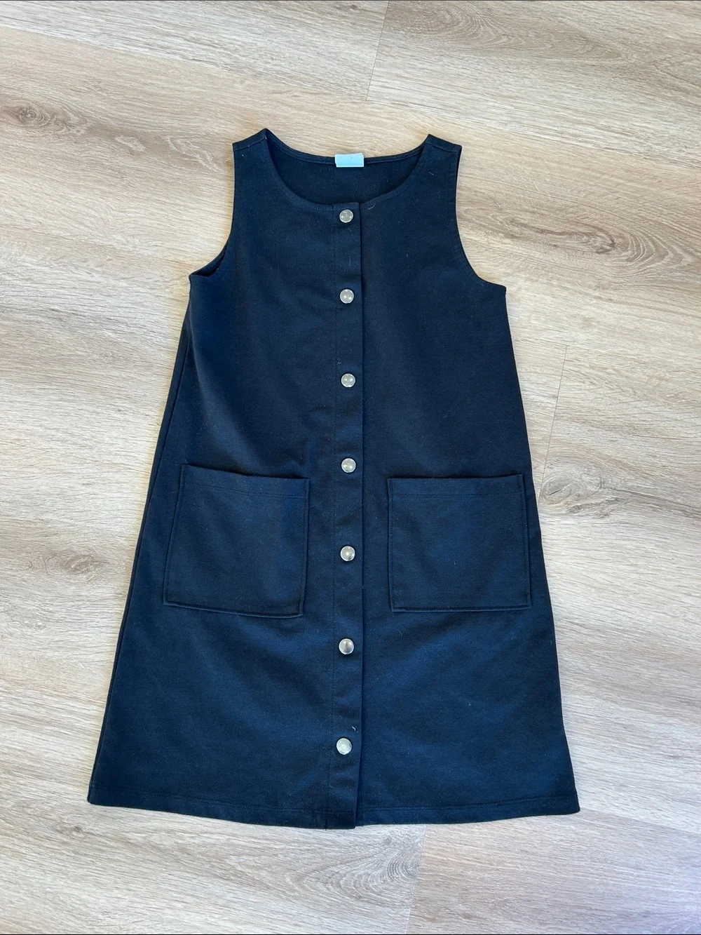 GAP Black Sleeveless Button-Front Pocket Dress